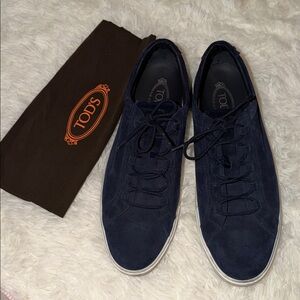 Tod's Men's Dark Navy Suede Lace-Up Sneakers
